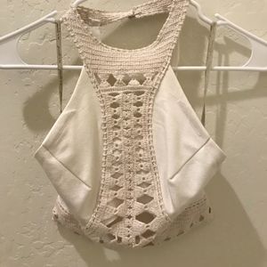 Cream Crochet Crop Top